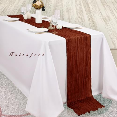 20 Pack Terracotta Cheesecloth Table Runner 10FT Boho Rustic Cheese Cloth Table Runner for Wedding 20 x 120 Inch Long Bridal Shower Baby Shower Gauze Fabric Sheer Birthday Party Table Decorations - Image 4