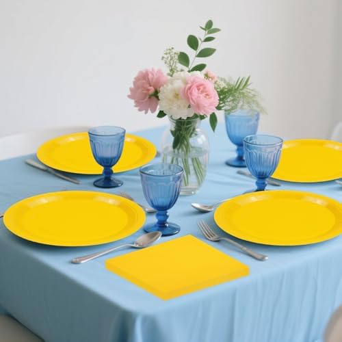 50PCS Yellow Paper Plates and Napkins, 7Inch Solid Yellow Dessert Plates - Image 2