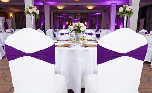 MDS Pack of 25 Spandex Chair Sashes Without Slider Buckles – Cadbury Purple - Image 6