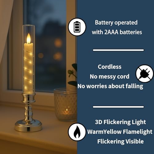 6PCS Flameless LED Candles with Timer, Flickering Battery Operated Candles with Embedded Star String Lights, Romantic Decorative Candles Table Decor for Home Wedding Room Christmas Decorations - Image 2