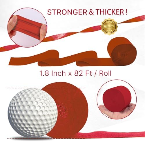 PartyWoo Gold and Burgundy Crepe Paper 8pcs 656 FT Maroon Streamers - Image 6
