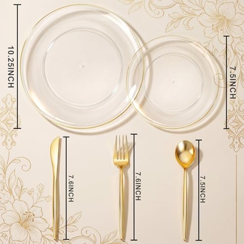 I00000 150Pcs Clear Plastic Plates,Premium Disposable Plates for Party - Image 2