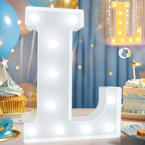 Pooqla LED Marquee Letter Lights, Warm White and Cool White Decorative Lighted Letters, Light Up Alphabet Letters for Boys Girls, Party, Wedding, Bar, Night Light, Birthday Decoration, Letter L by Pooqla