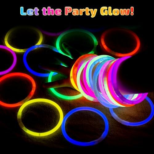 HONLYNE 400 Pack Glow Sticks Party Favors Bulk, 8" Glow in the Dark Party Supplies, Party Favors for Kids 8-12, Neon Glow Stick Bracelets & Necklaces for Raves, Halloween, Christmas, Birthdays - Image 5