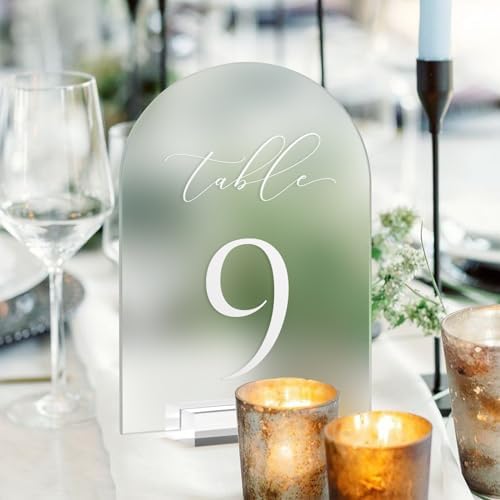 Frosted Arch Table Numbers for Wedding, 5x7 Inch Arched Acrylic Table Numbers 1-15 with Stands, Frosted Acrylic Arch Sign with Holder for Centerpiece, Reception, Wedding, Party, Event - Image 7