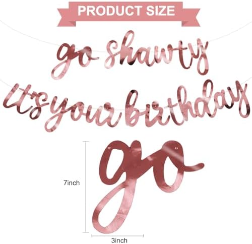 BEISHIDA Double-sided Rose Gold Go Shawty It's Your Birthday Banner Decor - Image 2