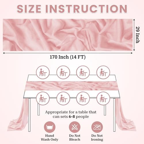 Pack of 25 Chiffon Table Runners 29 x 120 Inch, 14FT Long - Dusty Rose - Image 3