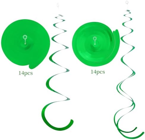 Green Ceiling Swirl Foil Decorations Hanging Plastic Streamer Themed Swirl Party for St. Patrick’s Day Spring Summer Celebration Party Supplies, Pack of 28 - Image 2