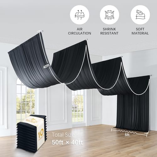50ftx40ft Black Ceiling Curtain for Halloween Parties - Image 6
