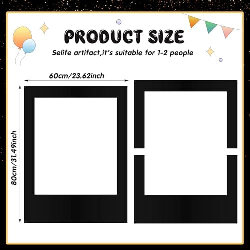 Beeveer 32 x 24 in Large Photo Booth Selfie Frame Props, Black Vertical - Image 2
