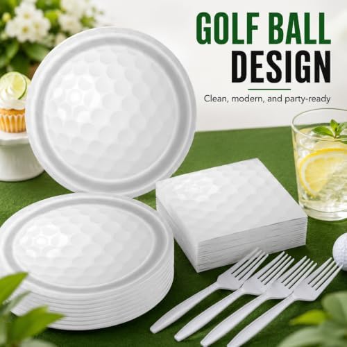 72 Pcs Golf Plates Napkins and Forks Set, 7 Inch, Serves 24 Guests - Image 4