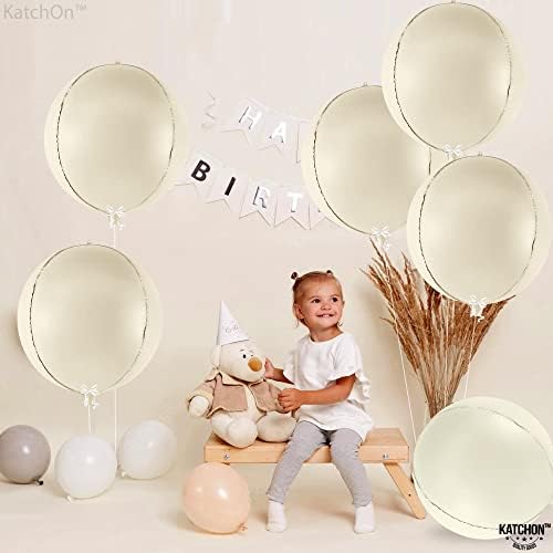 KatchOn Beige Mylar Balloons 22 Inch, Pack of 6, White Sand Balloons - Image 3