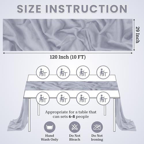 Pack of 12 Chiffon Table Runners 29 x 120 Inch, 10FT Long - Cool Grey - Image 3