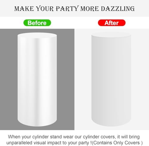 SaitiMade Set of 5 - White Cylinder Pedestal Stand Covers - Image 4
