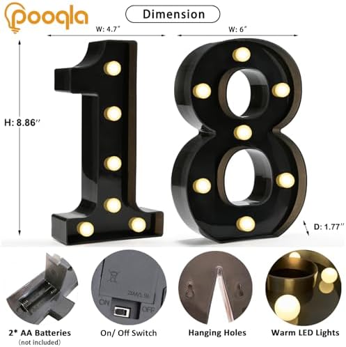 Pooqla Black Light Up Numbers, 18th Birthday Decorations for Boys - Image 4