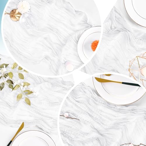 16 Pack White Cheesecloth Table Runner 20 x 120 inch Gauze Table Runners 10 FT Long,Semi Sheer Boho Cheese Cloth Fabric Table Runner Bulk for Wedding,Party,Baby Shower,Bridal Shower Decoration - Image 6
