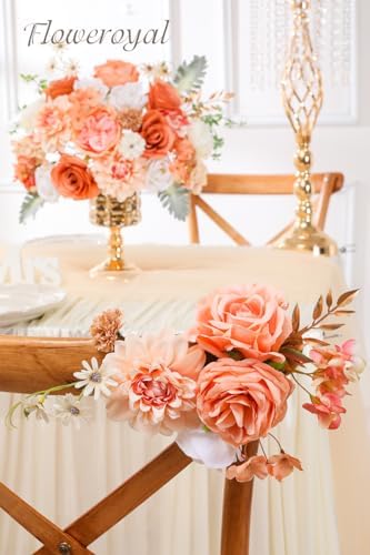 Floweroyal Artificial Flowers Combo Champagne Flowers Mix Silk Flowers Dahlia Roses with Stems for DIY Wedding Bridal Bouquets, Baby Shower, Floral Arrangement, Table Centerpieces, Home Decorations. - Image 4