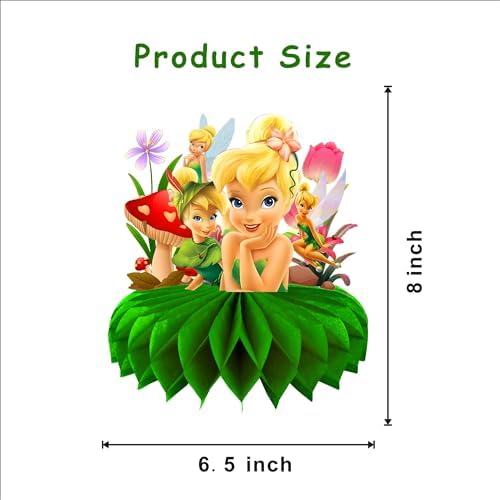 8Pcs Fairy For Tinkerbell Honeycomb Table Centerpiece,Cartoon Birthday Party Supplies Table Decorations for Party Decorations. - Image 2