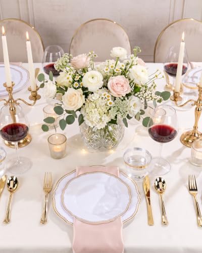 Hioasis 350 Pcs White and Gold Plastic Plates for Wedding & Party - Image 4