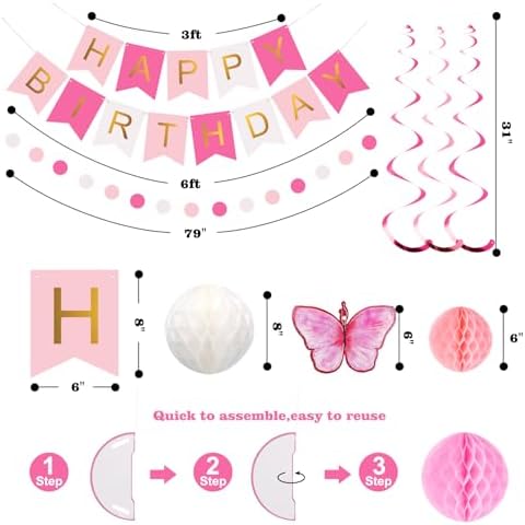meowtastic Birthday Decorations Happy Birthday Banner with Honeycomb Balls - Image 3