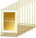 Dynta Acrylic Sign Holder 8.5x11 8pck Clear Table Display Stands Double Sided Table Sign Holders, Menu Holder for Wedding, Party, Office, Store, Home Use (Gold Frame) by Dynta