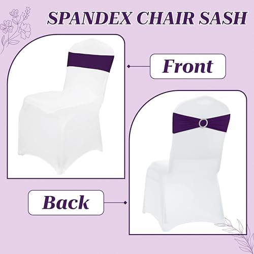 Pack of 125 Spandex Chair Sashes for Wedding Party & Event – Cadbury Purple - Image 4