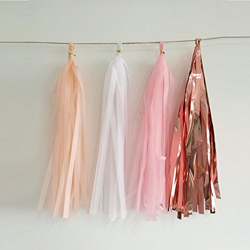 We Moment 20pcs Shiny Tassel Garland Banner Tissue Paper Tassels for Wedding, Baby Shower, Table Decor，Event & Party Supplies, DIY Kits - (Rose Gold,Peach Color,Light Pink,White) - Image 2