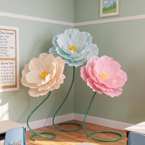 3 Pcs 5ft Large Paper Mix Color Poppy Flower Giant Artificial Poppy - Image 2