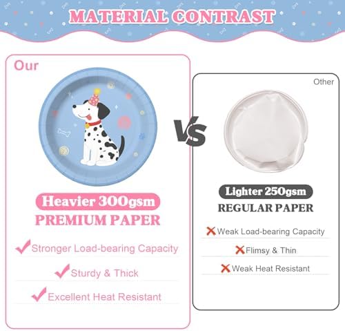 198 Pcs Pet Dog Birthday Party Supplies (Serves 24), Vintage Puppy Face Party Tableware Birthday Party Decorations Set Include Banner Plates Napkins Cups Forks Knifes Tablecloth Topper for Party - Image 2