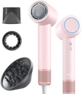 Hair Dryer with Diffuser for Curly Hair, 270M Negative Ionic Blow Dryer, 110,000 RPM High-Speed Brushless Motor for Fast Drying, Low Noise Lightweight, Portable Travel-Friendly (Pink) by PLUZZ