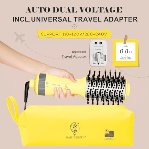 Portable Mini Travel Blow Dryer Brush for Women, Light Weight Dual Voltage - Image 2