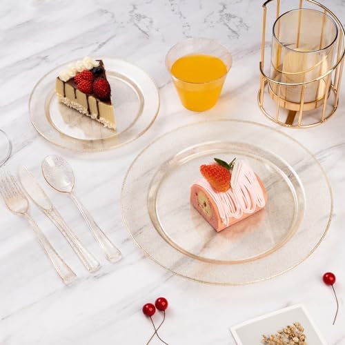 Goodluck 600 Piece Gold Glitter Disposable Plates for 100 Guests - Image 3