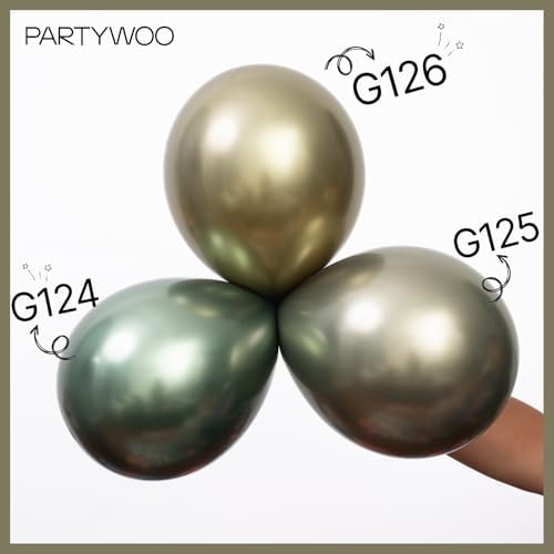 PartyWoo Metallic Green Balloons 50pcs Metallic Sage Olive Green Boho Color - Image 4