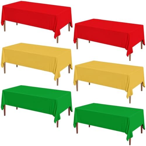 6 Pcs Christmas Plastic Tablecloths, Red Green Gold by EUVBOKW