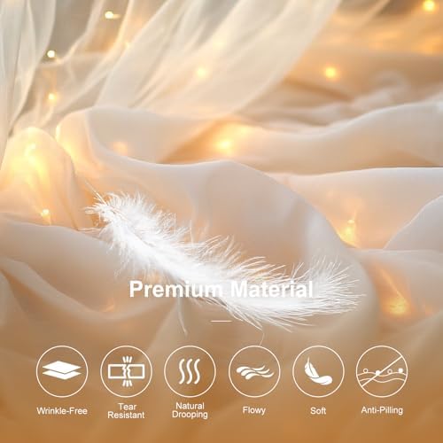 Tulle Curtain Backdrop with 300 LED Fairy Lights for Parites Wrinkle-Free Sheer Curtain Drapes Photo Back Drop for Wedding Baby Shower Bridal Shower Birthday Dance Home Décor- 10ft×10ft, White - Image 5