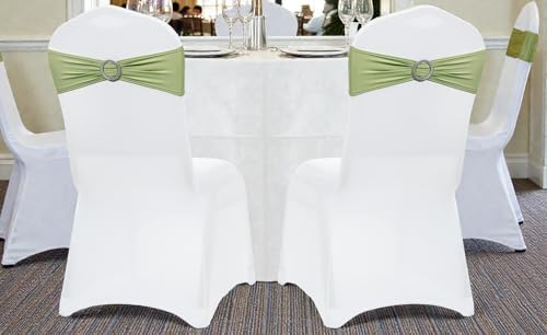 MDS Pack of 200 Spandex Chair Sashes for Wedding Party & Event – Sage Green - Image 6