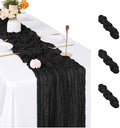 3 Pack Black Cheesecloth Table Runner, 17 x 108 inch, Semi Sheer Boho Cheese Cloth Fabric Table Runner Bulk for Wedding, Birthday, Party, Holiday, Home Decor (Black) by ACSUIT