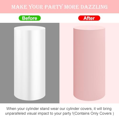 SaitiMade Set of 3 - Pink Cylinder Pedestal Stand Covers - Image 4