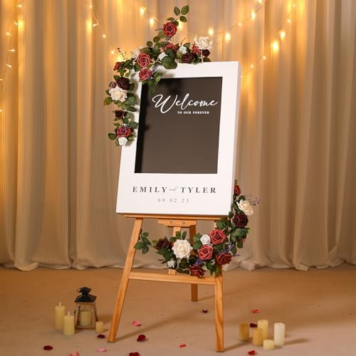 Garisey 5FT Burgundy Ivory Artificial Rose Garland for Wedding Arch Table - Image 6