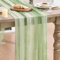 Artoid Mode Boho Green Stripes Spring Chiffon Table Runner 120 Inches 10FT,Seasonal Fabric Kitchen Dining Holiday Table Decor for Home Party by ArtoidMode