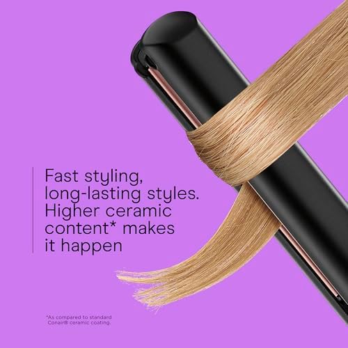 INFINITI PRO CONAIR Rose Gold Ceramic Flat Iron Hair Straightener, 1-Inch Flat Iron with Extra-Long Plates, including a Floating Plate, Advanced Heat Technology, Black - Image 3