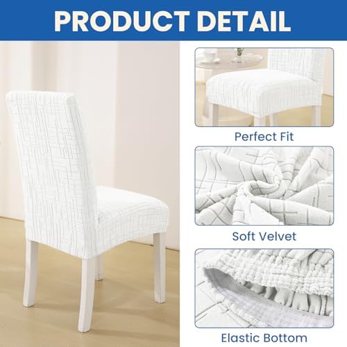Super Stretch Chair Covers for Dining Chairs Set of 6, Off-White - Image 5