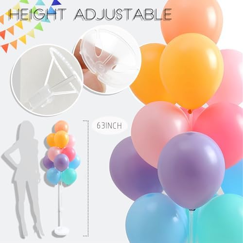 Assorted Bright Balloon Column Stand Kit Set of 2 with Base For Party Decor - Image 5