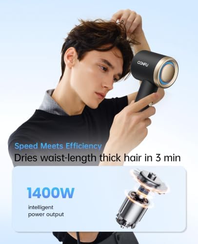 CONFU Hair Dryer with Diffuser, 500M Ionic Blow Dryer, High-Speed 110,000 RPM, 5X Fast Drying, Lightweight & Low Noise Frizz Control for All Hair Types Home Travel Men Women - Image 6