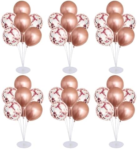 6 Set Balloon Stand Kit for Table Centerpieces With Balloon and Base Party Decorations for Birthday Wedding Retirement Graduation Baby Shower (Rose Gold) by Unknown