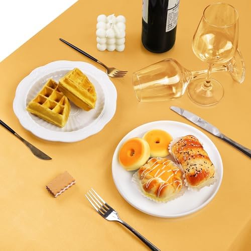 TURSTIN 4 Pack Gold Satin Tablecloth 102 x 58 Inch Overlay Table Cover - Image 5