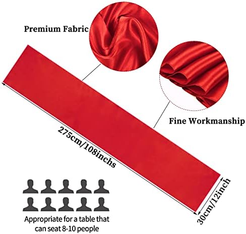 10-Pack Red 12 x 108 inches Long Premium Satin Table Runner - Image 2