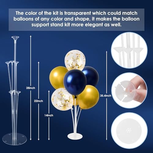 Voircoloria 6 Sets Balloon Stand Kits with Base for Party Decor Navy&Gold - Image 3