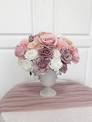 FACINOC Roses Artificial Flowers Pink Bouquet Dusty Fake Flower Box Set - Image 5