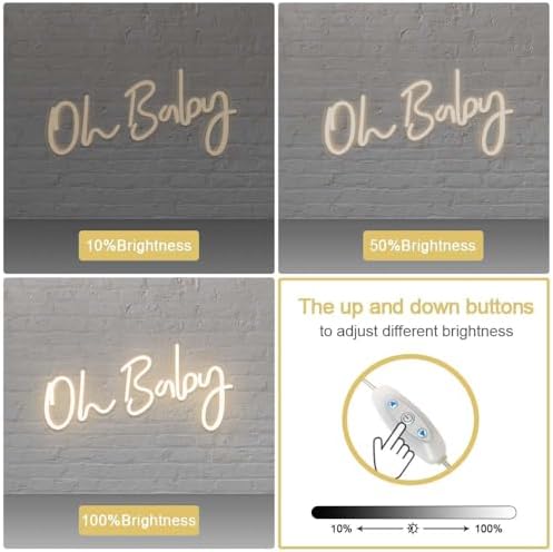DIVATLA Oh Baby Sign for Backdrop - Oh Baby Neon Sign Shower Decorations, Gender Reveal, Led Sign for Backdrop & Wall Decor, Photo Prop, Gif for New Parents, Warm White - Image 4